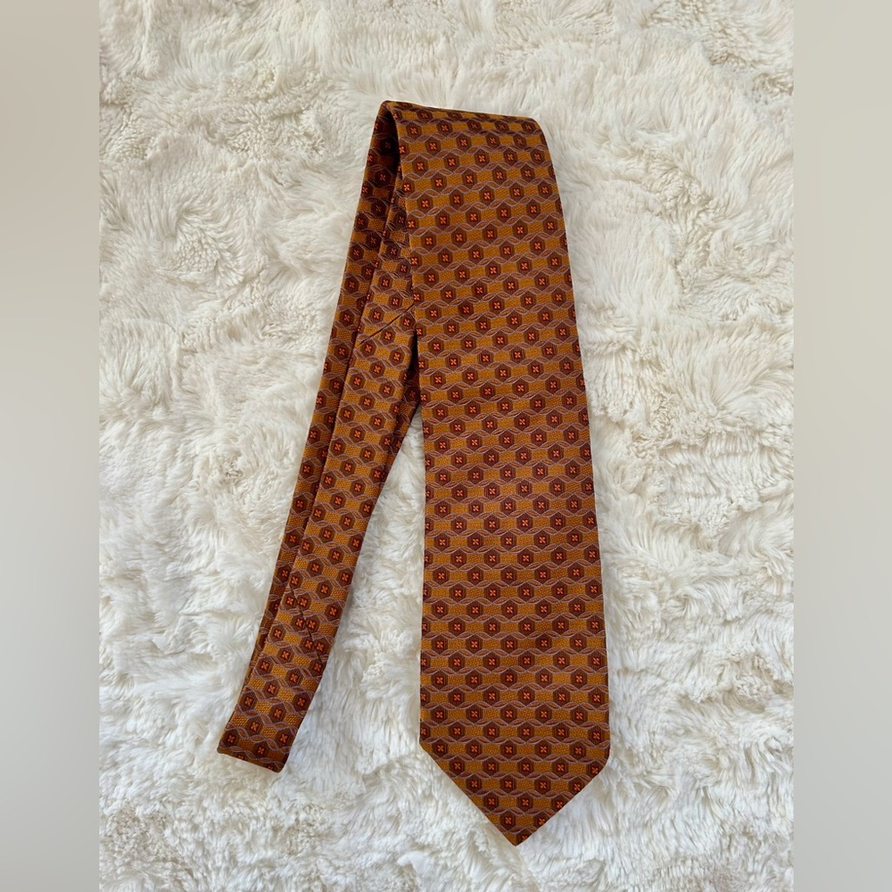 Ike Behar Rich Brown Geometric Men's Tie
